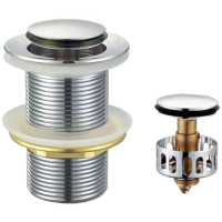 Донный клапан для раковины Zerix BV-06 1 1/4'' без перелива автоматический CLICК-СLACK (Цвет хром)