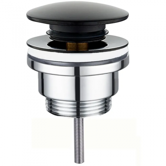 Донний клапан для раковини Zerix BV-03 BLACK 1 1/4''  універсальний (з/без перел) СLICK-СLACK (Колі