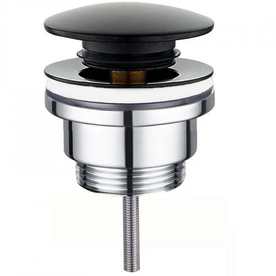 Донний клапан для раковини Zerix BV-03 BLACK 1 1/4''  універсальний (з/без перел) СLICK-СLACK (Колі