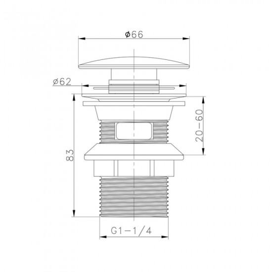 Донний клапан для раковини Zerix BV-02 1 1/4''  без переливу автоматичний СLICK-СLACK (Колір хром)