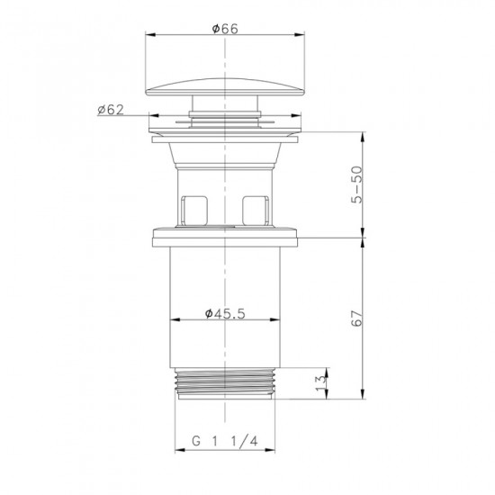 Донний клапан для раковини Zerix BV-01 1 1/4'' з переливом автоматичний СLICK-СLACK (Колір хром) (Z