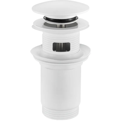 Донний клапан для раковини Koer PW-07-03 1 1/4'' з переливом автоматичний СLICK-СLACK (Колір білий)