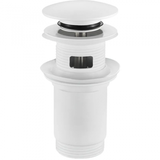 Донний клапан для раковини Koer PW-07-03 1 1/4'' з переливом автоматичний СLICK-СLACK (Колір білий)