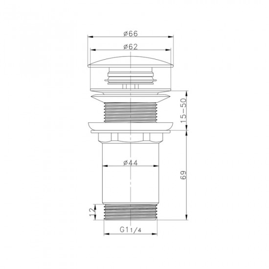 Донний клапан для раковини Koer PW-08-05 1 1/4'' без переливу автоматичний СLICK-СLACK (Колір чорн Донний клапан для раковини Koer PW-08-05 1 1/4'' без переливу автоматичний СLICK-СLACK (Колір чорн