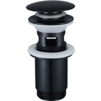 Донний клапан для раковини Zerix BV-01 BLACK 1 1/4'' з переливом автоматичний СLICK-СLACK (Колір чо
