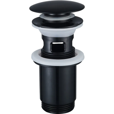 Донний клапан для раковини Zerix BV-01 BLACK 1 1/4'' з переливом автоматичний СLICK-СLACK (Колір чо