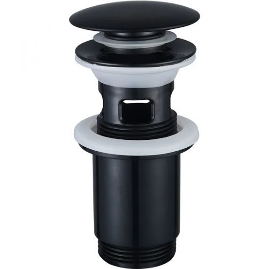Донний клапан для раковини Zerix BV-01 BLACK 1 1/4'' з переливом автоматичний СLICK-СLACK (Колір чо
