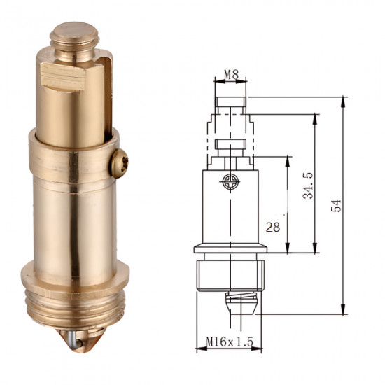 Шток донного клапана Mixxus ROD-01 (п'ятки) СLICK-СLACK 16мм x 8мм латунний (MI8392)