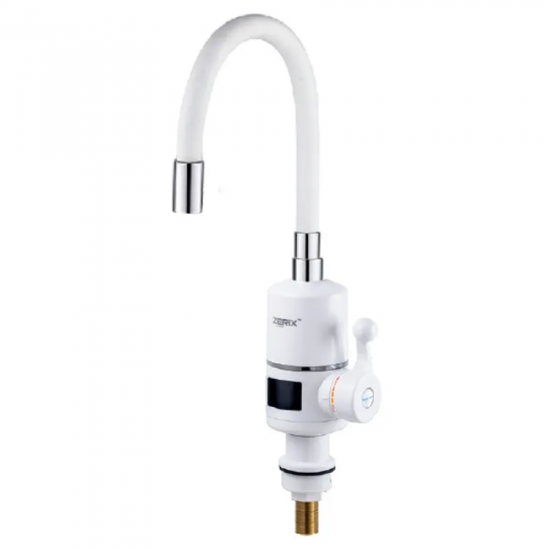 Проточный водонагреватель Zerix ELW06-EF-WHITE 3,3 kW с индикатором температуры, силиконовый литьё, на