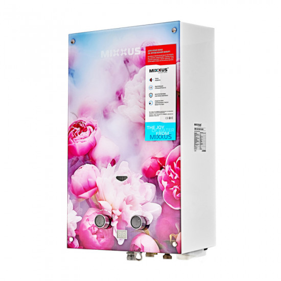 Газовая колонка MIXXUS GWH-0410 BASIC GLASS дымоходная 10 л/мин (панель из стекла с рисунком) (WH0025)