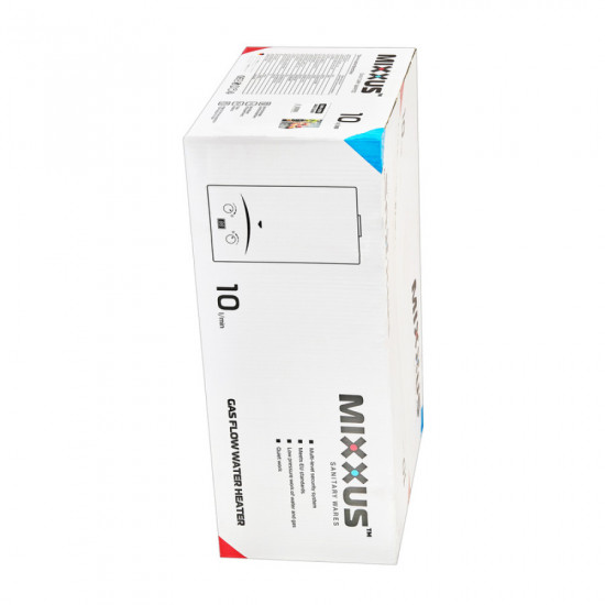 Газовая колонка MIXXUS GWH-0310 BASIC GLASS дымоходная 10 л/мин (панель из стекла с рисунком) (WH0024)