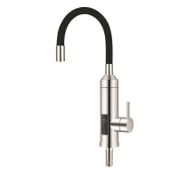 Проточний водонагрівач Zerix ELW35-EF-BLACK 3,3kW нержавійка, з індикатором температури та силіконо