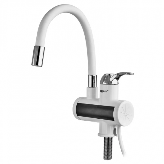 Проточный водонагреватель Zerix ELW21-F-WHITE 3,3 kW силиконовый лейка, на мойку (ZX5859)