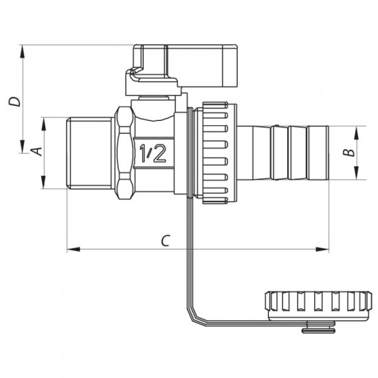 Кран дренажний 1/2'' Koer KR.1037 (KR2672) Кран дренажний 1/2'' Koer KR.1037 (KR2672)