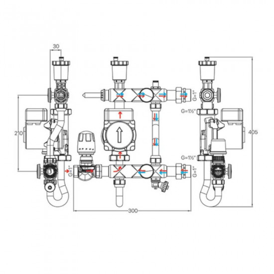 Змішувальний вузол Koer KR.S1021 (з байпасом) 1 "НР SUS304 (KR2955)