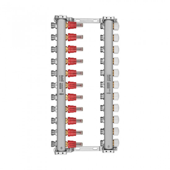 Колектор з витратоміром та термостатичними клапанами Roho R804-11M - 1"х 11 вих. (RO1035)
