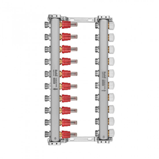 Колектор з витратоміром та термостатичними клапанами Roho R804-10M - 1"х 10 вих. (RO1034)
