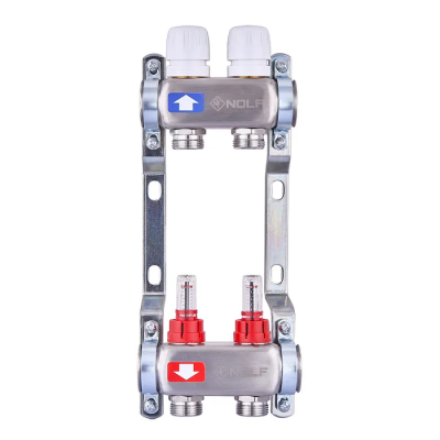 Коллекторный блок с расходомерами Nolf NF.2100-02S 1"x2 (корпус нержавеющая сталь) (NF3016)