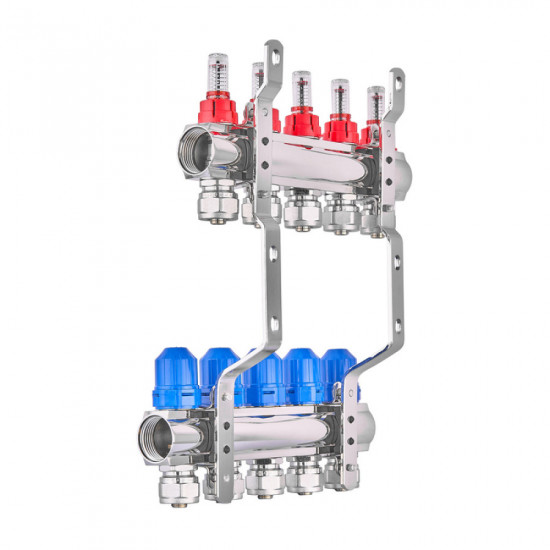 Колекторний блок з витратомірами та євроконусами Koer KR.1210-4 - 1"x4 WAYS (KR5266)