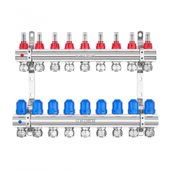 Колекторний блок з витратомірами та євроконусами Koer KR.1210-9 - 1"x9 WAYS (KR5271)
