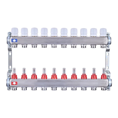 Колекторний блок з витратомірами Nolf NF.2100-10S 1"x10 (корпус нержавіюча сталь) (NF3024)