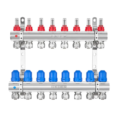 Колекторний блок з витратомірами та євроконусами Koer KR.1210-8 - 1"x8 WAYS (KR5270)