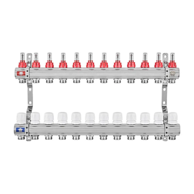 Коллекторный блок с расходомерами EUROPRODUCT EP.B3110-12-1”x12 (корп. латунь) (EP6200)