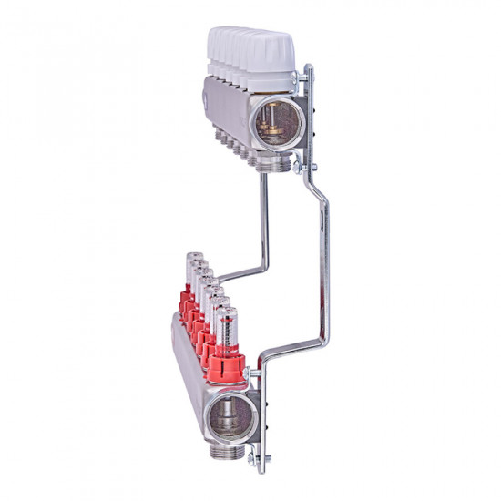 Коллекторный блок с расходомерами Nolf NF.2100-07S 1"x7 (корпус нержавеющая сталь) (NF3021)