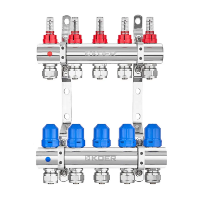 Колекторний блок з витратомірами та євроконусами Koer KR.1210-5 - 1"x5 WAYS (KR5267)