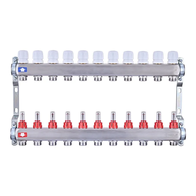 Колекторний блок з витратомірами Nolf NF.2100-11S 1"x11 (корпус нержавіюча сталь) (NF3025)