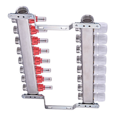 Коллекторный блок с расходомерами Nolf NF.2100-08S 1"x8 (корпус нержавеющая сталь) (NF3022)