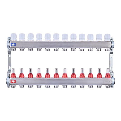 Колекторний блок з витратомірами Nolf NF.2100-12S 1"x12 (корпус нержавіюча сталь) (NF3026)