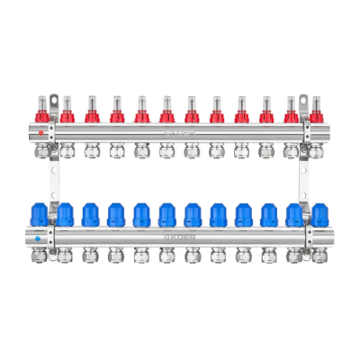 Колекторний блок з витратомірами та євроконусами Koer KR.1210-12 - 1"x12 WAYS (KR5274)