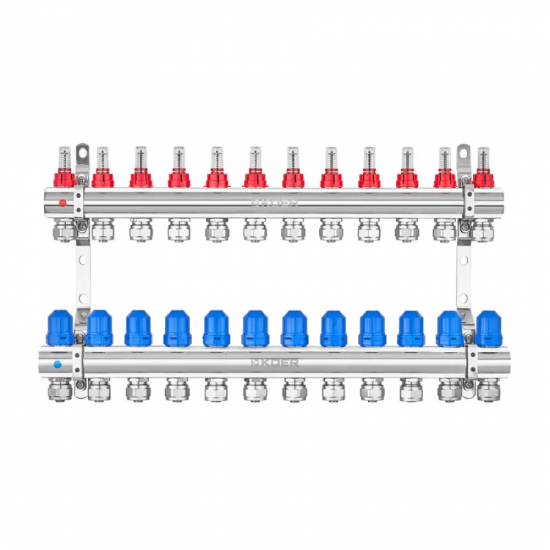 Колекторний блок з витратомірами та євроконусами Koer KR.1210-12 - 1"x12 WAYS (KR5274)