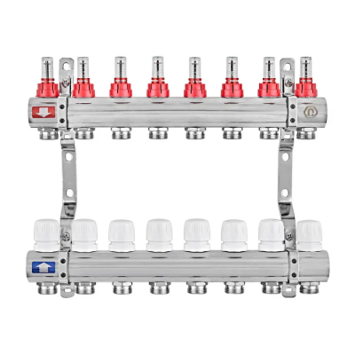 Колекторный блок с расходомерами EUROPRODUCT EP.B3110-08-1”x8 (корп. латунь) (EP6196)
