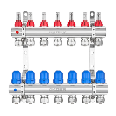 Колекторний блок з витратомірами та євроконусами Koer KR.1210-7 - 1"x7 WAYS (KR5269)
