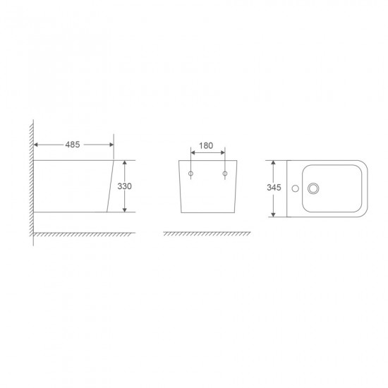 Биде подвесное Mixxus Premium Quadro-0501 485x345x325mm (MP6459)