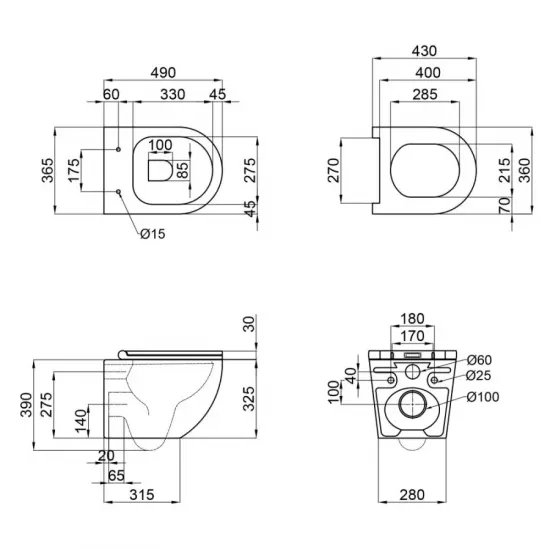 Комплект Grohe Set Унітаз ELLIPSE-0301-R + Інсталяція Grohe Rapid SL 38772001 (38772001ELLIPS0301R)