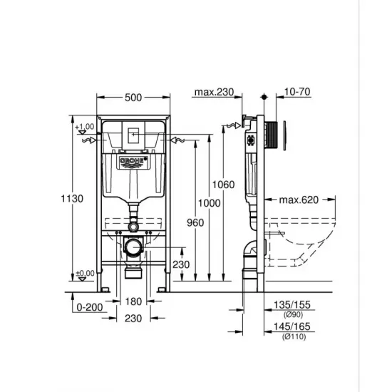 Комплект Grohe Set Унітаз DIVERSE-0301-T1 + Інсталяція Grohe Rapid SL 38772001 (38772001DIVERS0301T