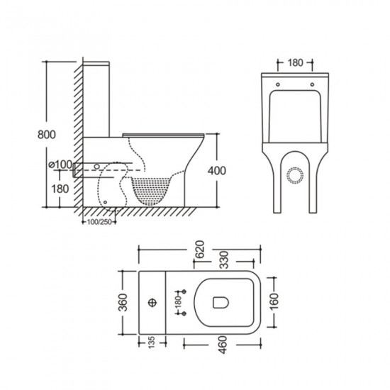 Унітаз-компакт Mixxus STYLE-0403-R 620х360х800mm, система змиву RIMLESS (MI6727)