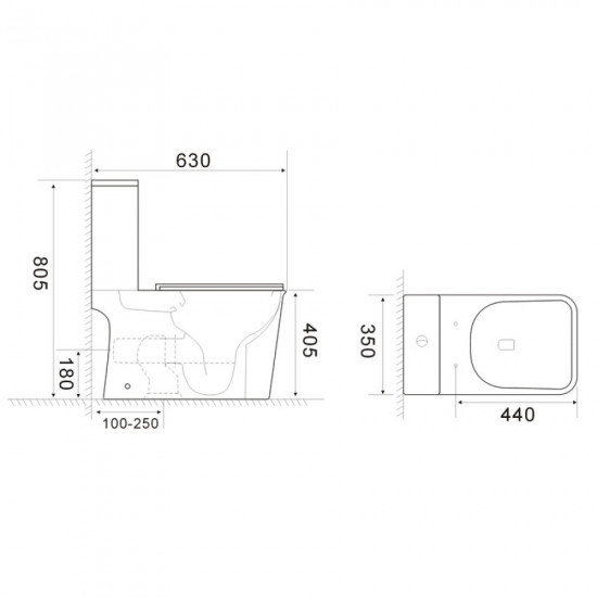 Унітаз-компакт Mixxus WAVE-0404-R 630х350х805mm, система змиву RIMLESS (MI6692)