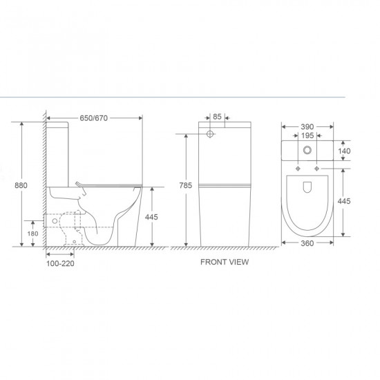 Унітаз-компакт MIXXUS PREMIUM BEVEL-0402-T1 670х390х880mm, система змиву TORNADO 1.0 (MP6596)