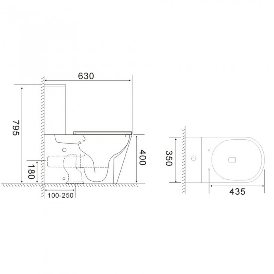 Унітаз-компакт Mixxus BEVEL-0407-T1 630х350х795mm, система змиву TORNADO 1.0 (MI6690)
