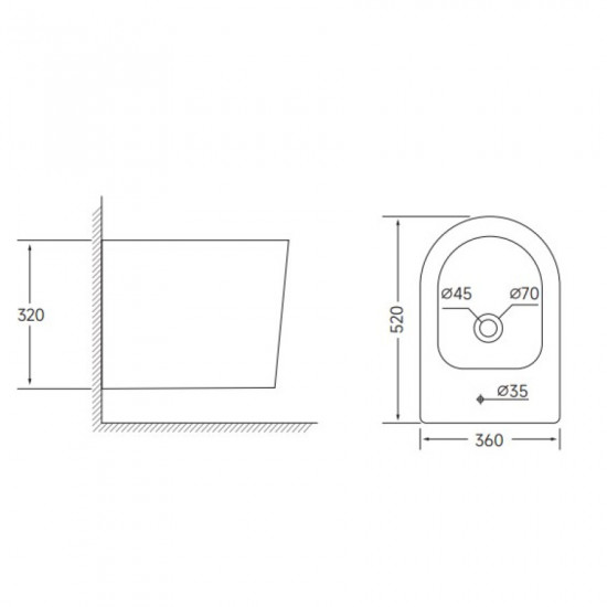 Біде підвісне Mixxus BEVEL-0502 520x360x320mm (MI6715)