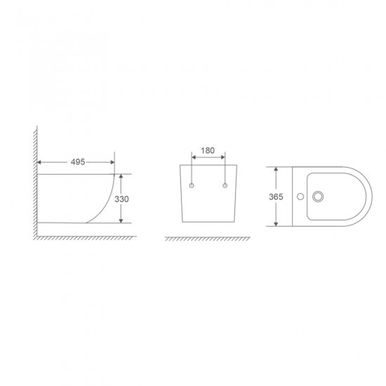 Біде підвісне Mixxus Premium Ellipse-0501 495x365x325mm (MP6469)