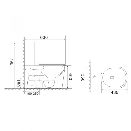 Унітаз-компакт Mixxus WAVE-0405-R 630х350х795mm, система змиву RIMLESS (MI6694)