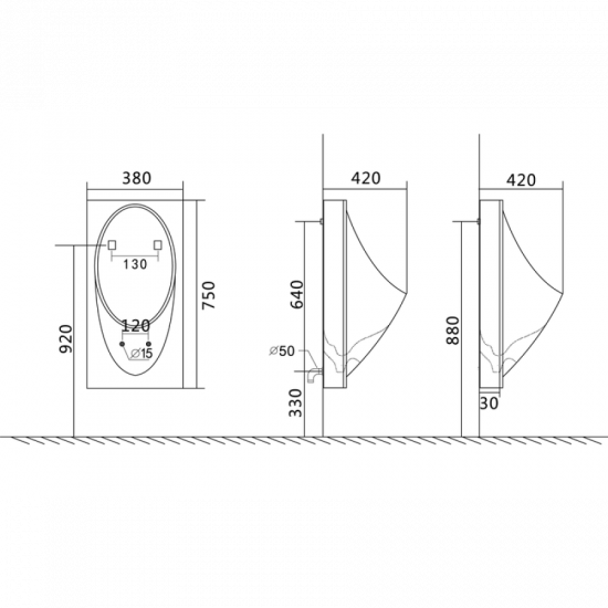 Писсуар подвесной Mixxus Premium BEVEL-1005 380x420x750mm с краном для писсуара (MP6664)