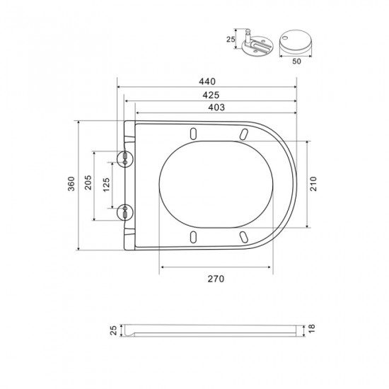 Сидіння-кришка для унітазу Mixxus Premium SEAT COVER ELLIPSE-2006 425х360х25mm дюропласт (MP6689)