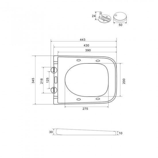 Сидіння-кришка для унітазу Mixxus Premium SEAT COVER QUADRO-2005 430х345х30mm дюропласт (MP6688)