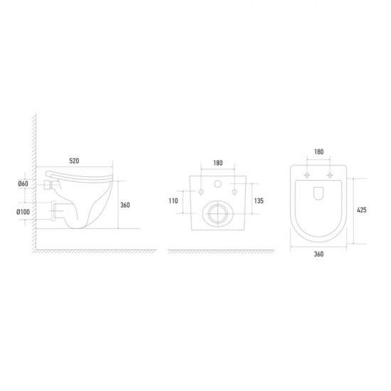 Унітаз підвісний ергономічний Koer TT-0101-T3 520x360x360mm система змиву TORNADO 3.0 (KR5615) Унітаз підвісний ергономічний Koer TT-0101-T3 520x360x360mm система змиву TORNADO 3.0 (KR5615)